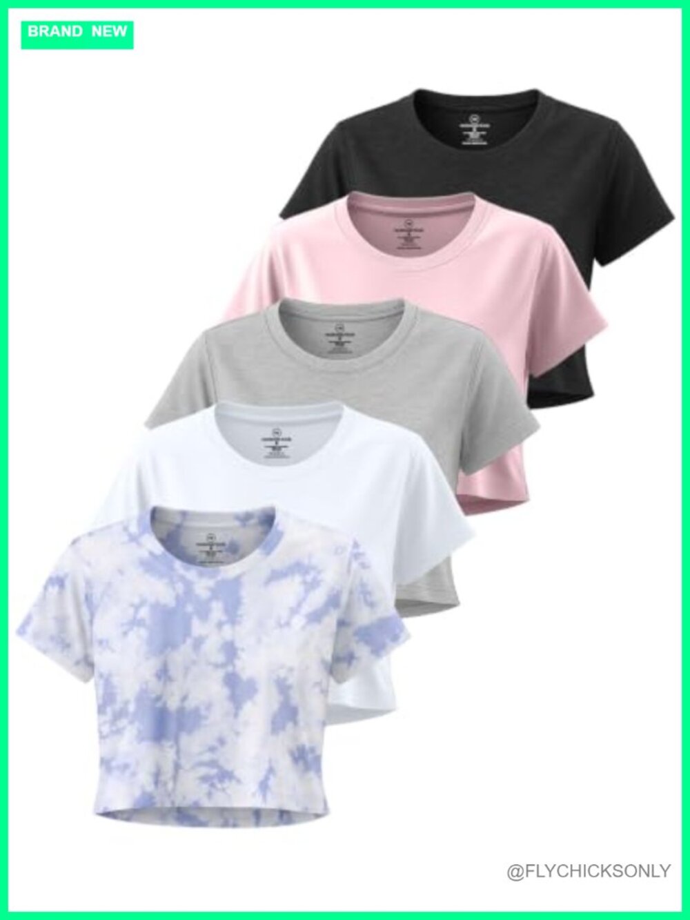 5 Pack Womens Dry Fit Crop Top Workout T Shirts Short Sleeve Athletic Gym